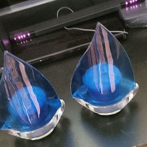 Blue summer sky candle holders with candles